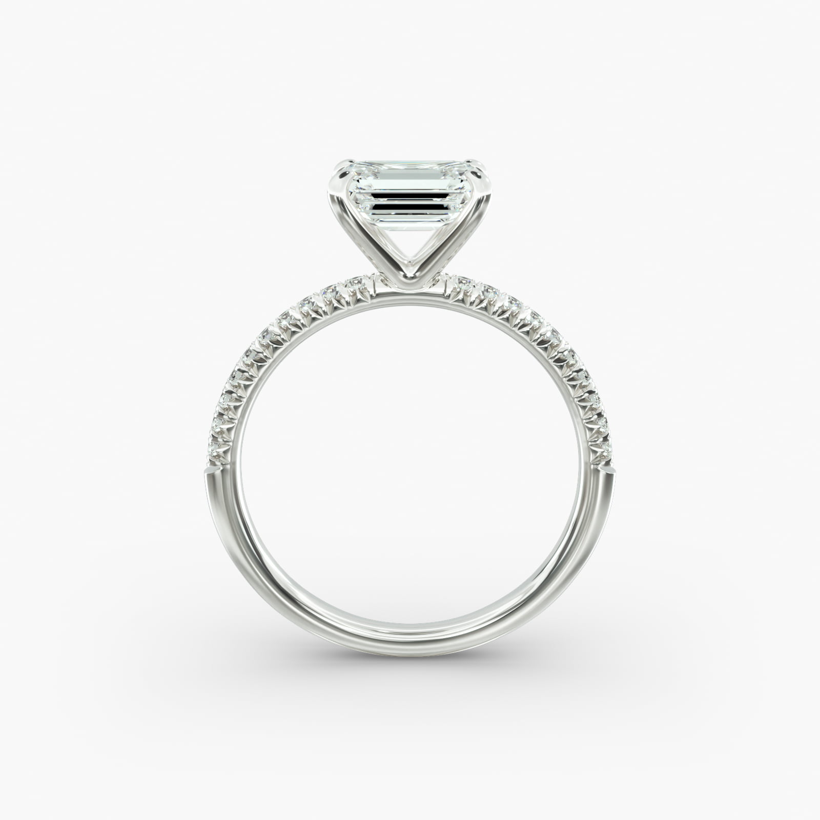 East West Petite Pavé Diamond Engagement Ring In 14K White Gold