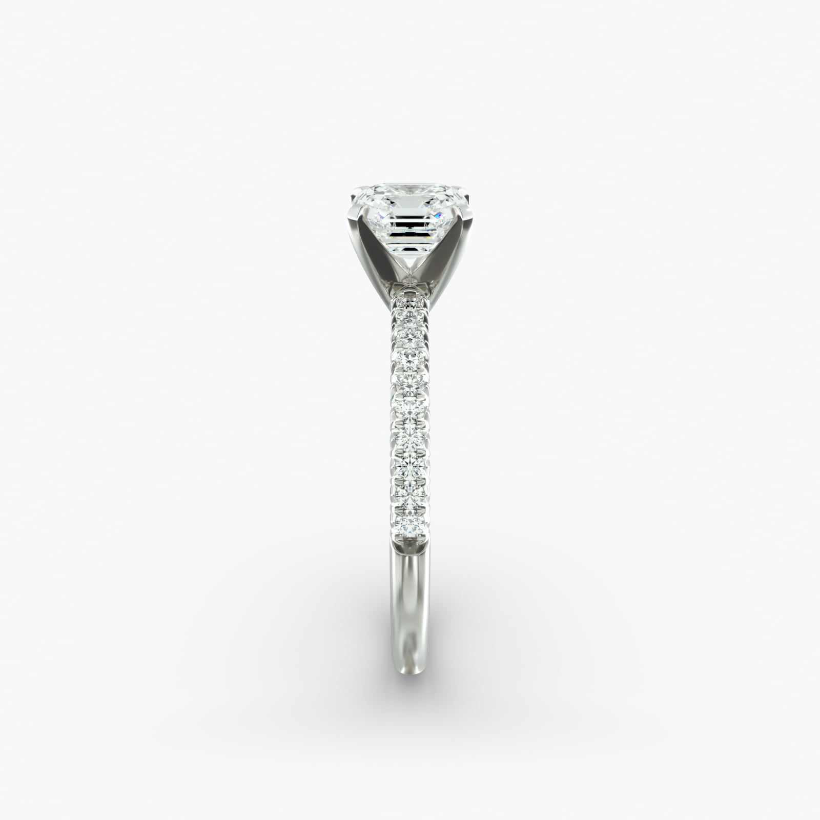 Petite Pavé Diamond Engagement Ring In Platinum
