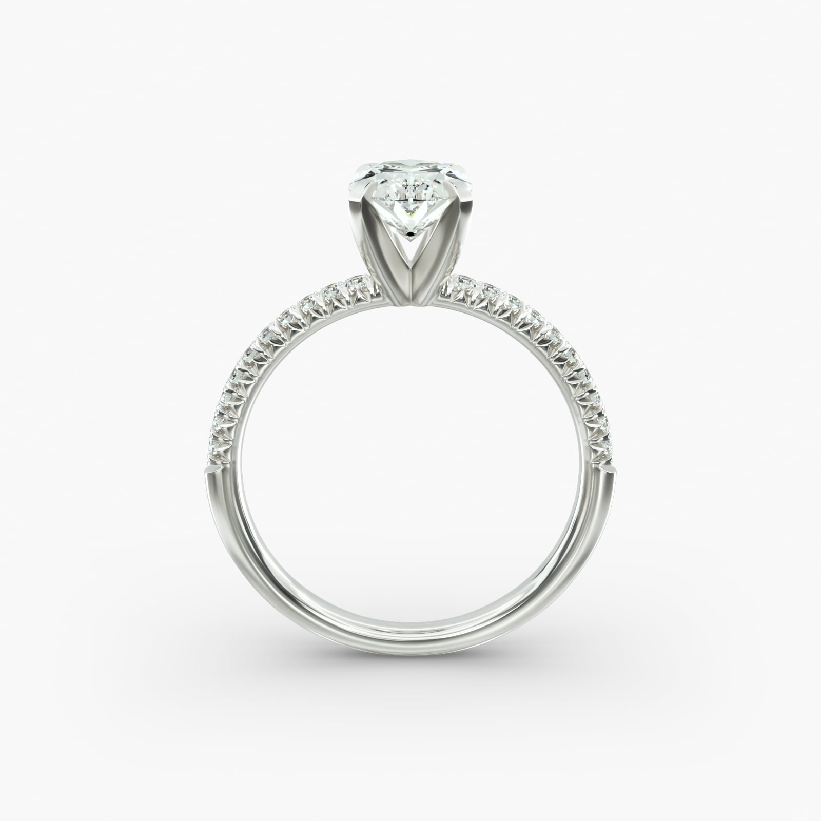 Petite Pavé Diamond Engagement Ring In 14K White Gold