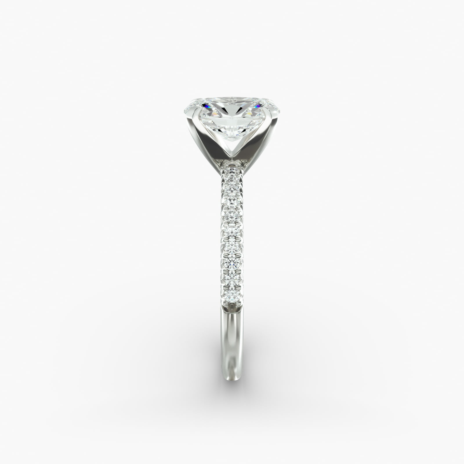 Petite Pavé Diamond Engagement Ring In 14K White Gold