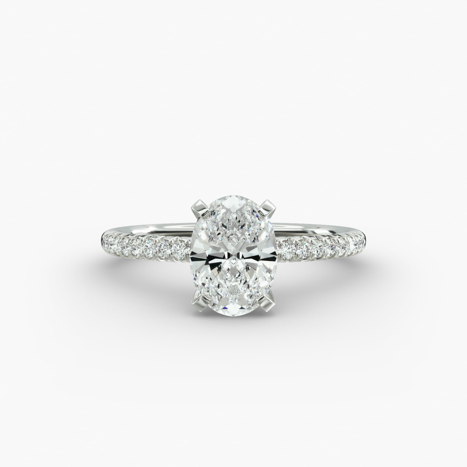 Petite Pavé Diamond Engagement Ring In 14K White Gold