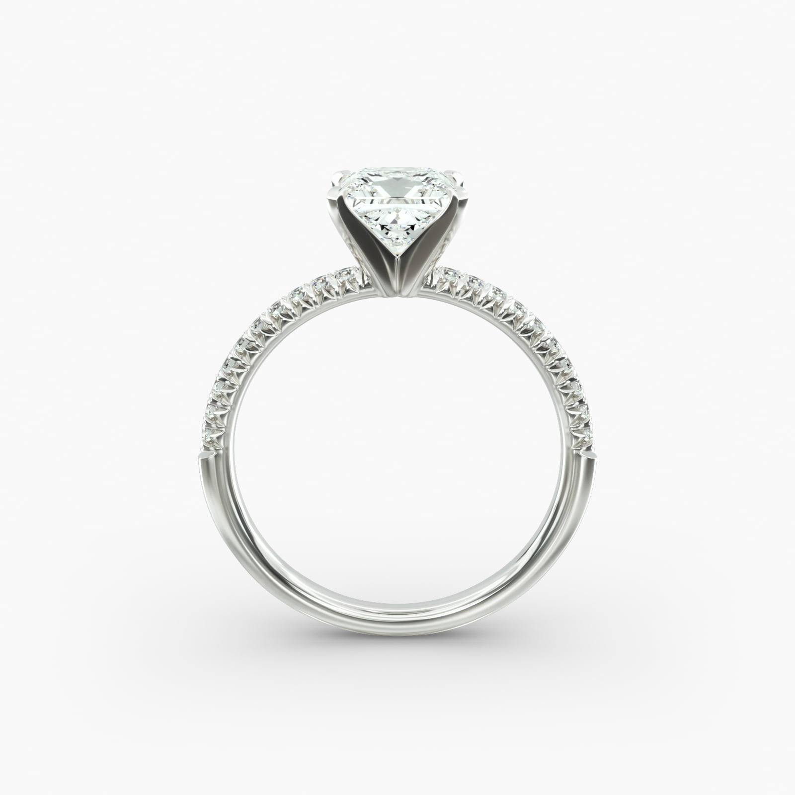 Petite Pavé Diamond Engagement Ring In 14K White Gold