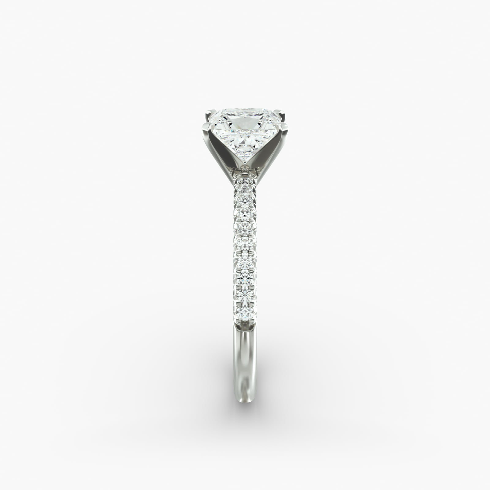 Petite Pavé Diamond Engagement Ring In 14K White Gold