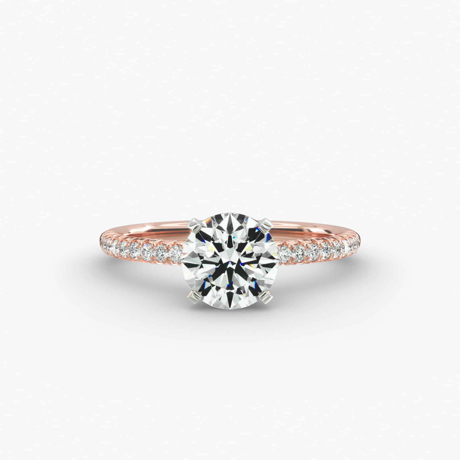 Petite Pavé Diamond Engagement Ring In 14K Rose Gold