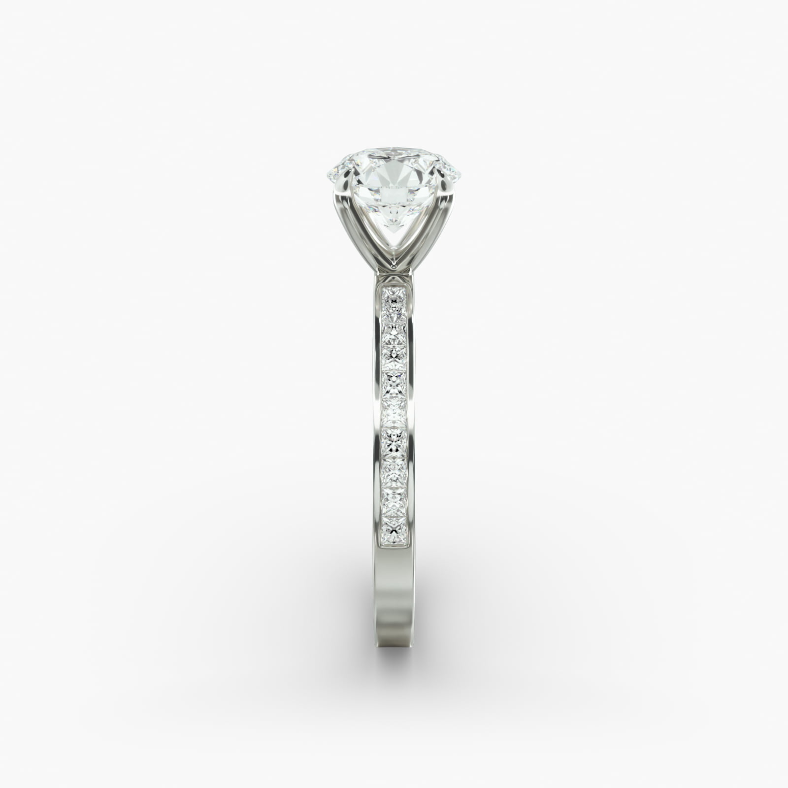 Full Channel Set Princess Cut Diamond 950 Palladium 2.5mm Wedding Ring
