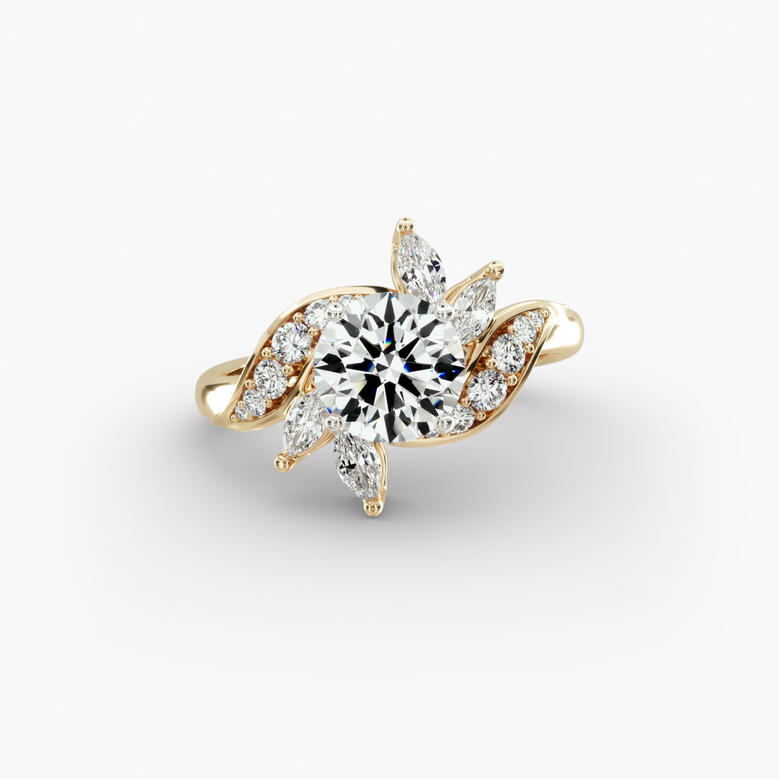 14K Yellow Gold Bird of Paradise Engagement Ring-17678y14
