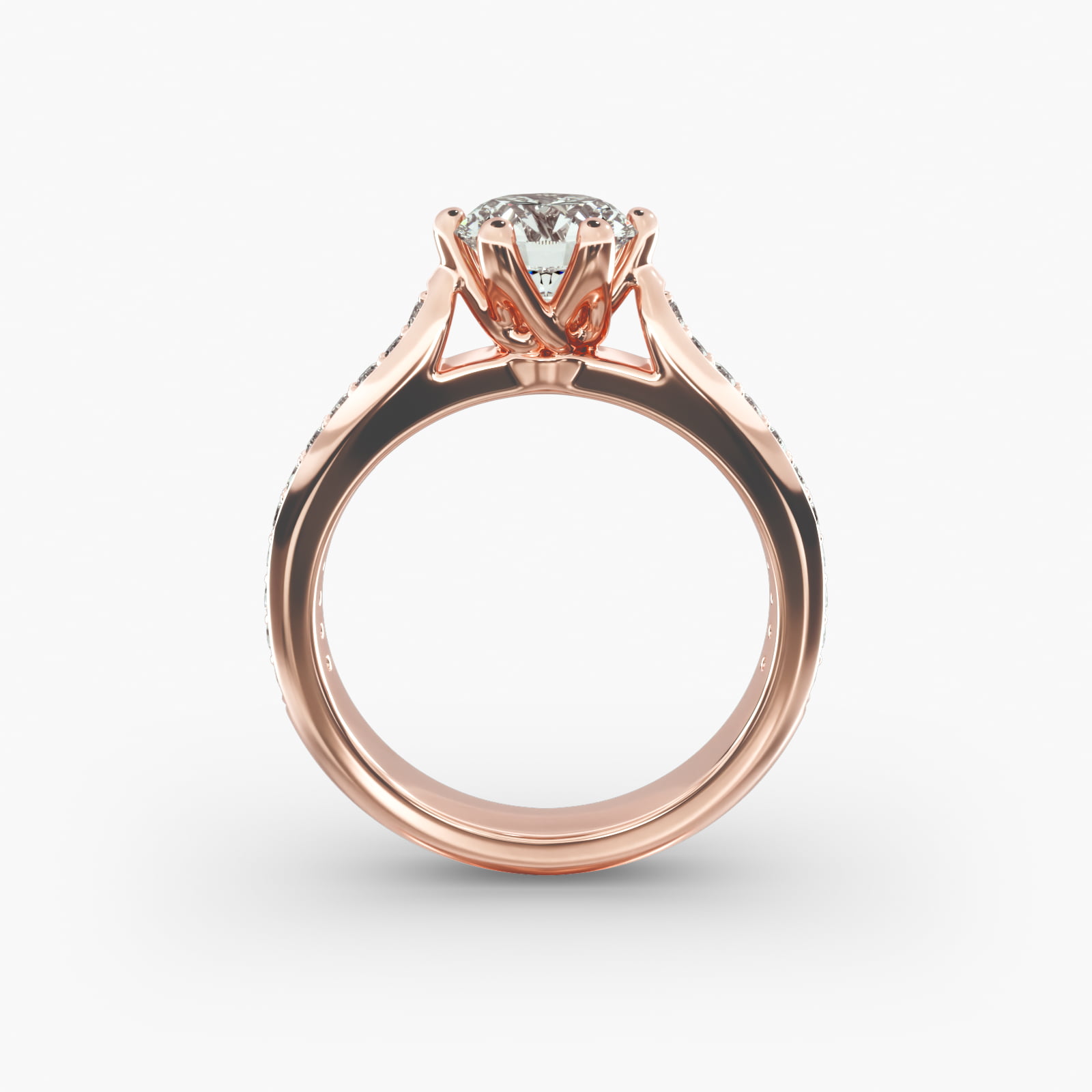 Trellis Pavé Diamond Engagement Ring In 14K Rose Gold
