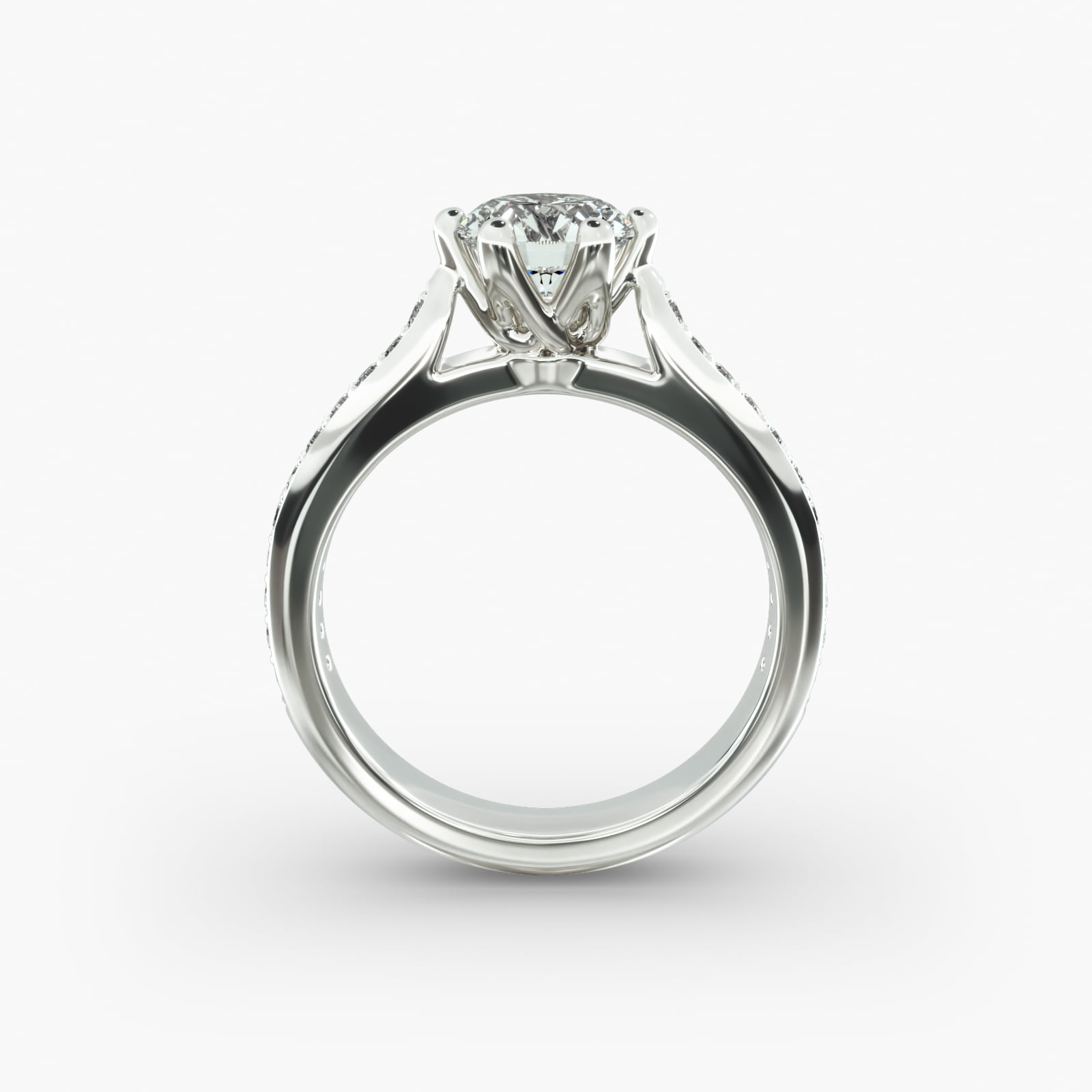 Trellis Pavé Diamond Engagement Ring In 14K White Gold