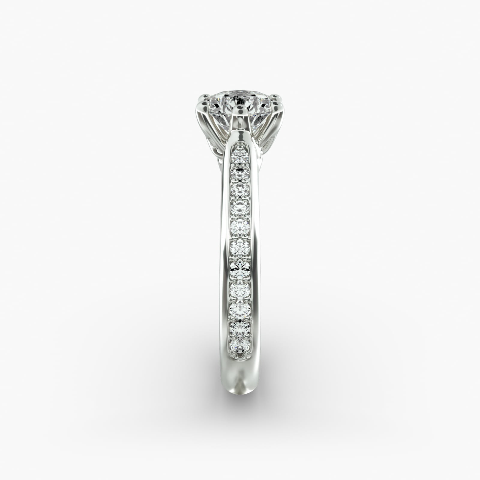 Trellis Pavé Diamond Engagement Ring In 14K White Gold