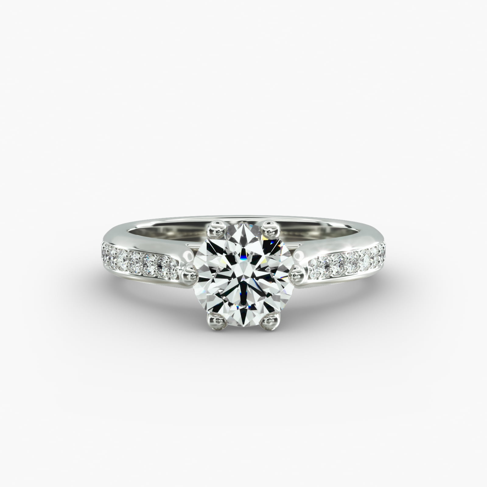Trellis Pavé Diamond Engagement Ring In 14K White Gold