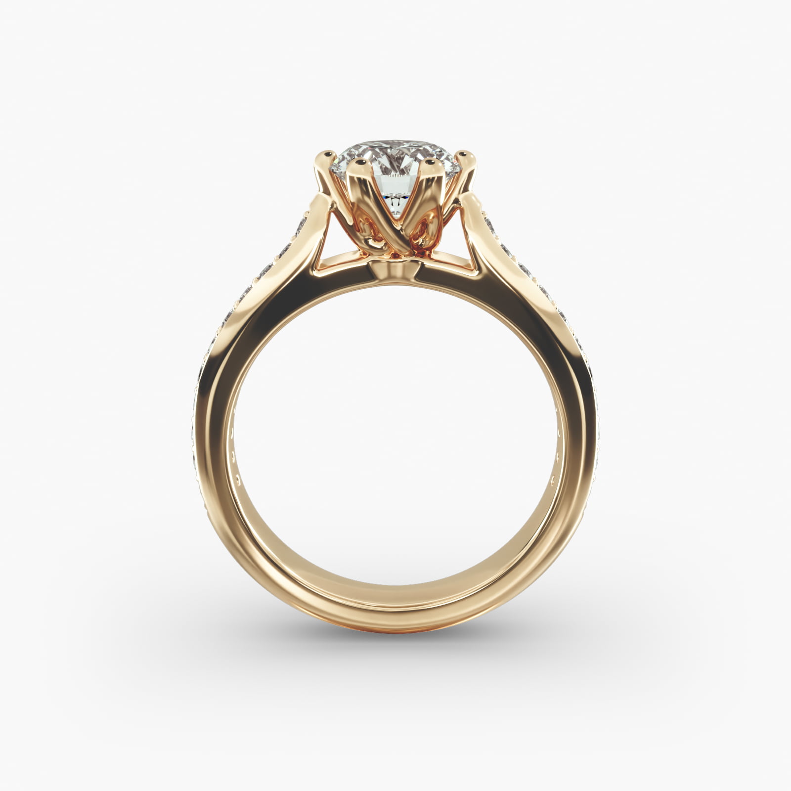 Trellis Pavé Diamond Engagement Ring In 18K Yellow Gold