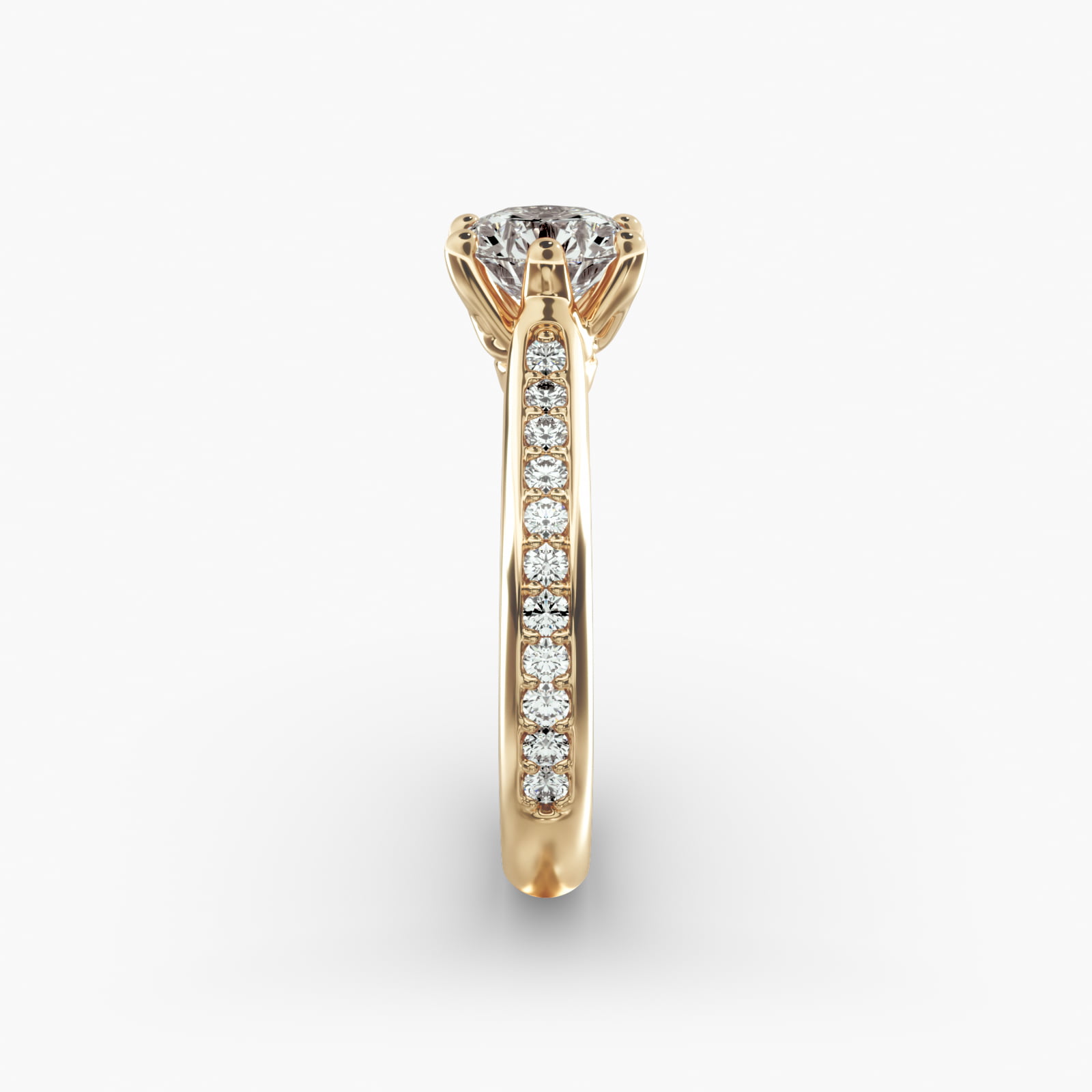 Trellis Pavé Diamond Engagement Ring In 18K Yellow Gold