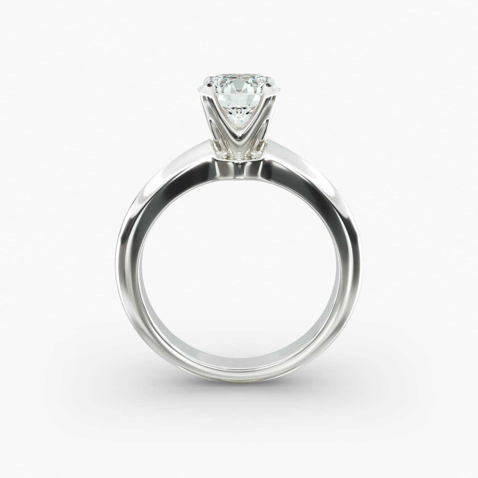 Nouveau Solitaire Engagement Ring In 14K White Gold