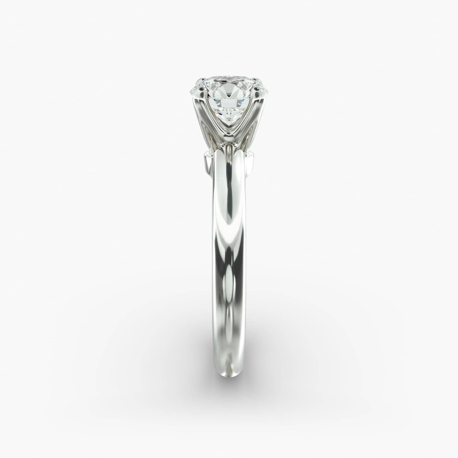 Nouveau Solitaire Engagement Ring In 14K White Gold