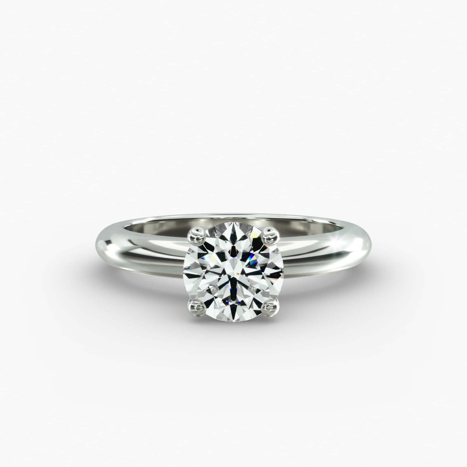 Nouveau Solitaire Engagement Ring In 14K White Gold