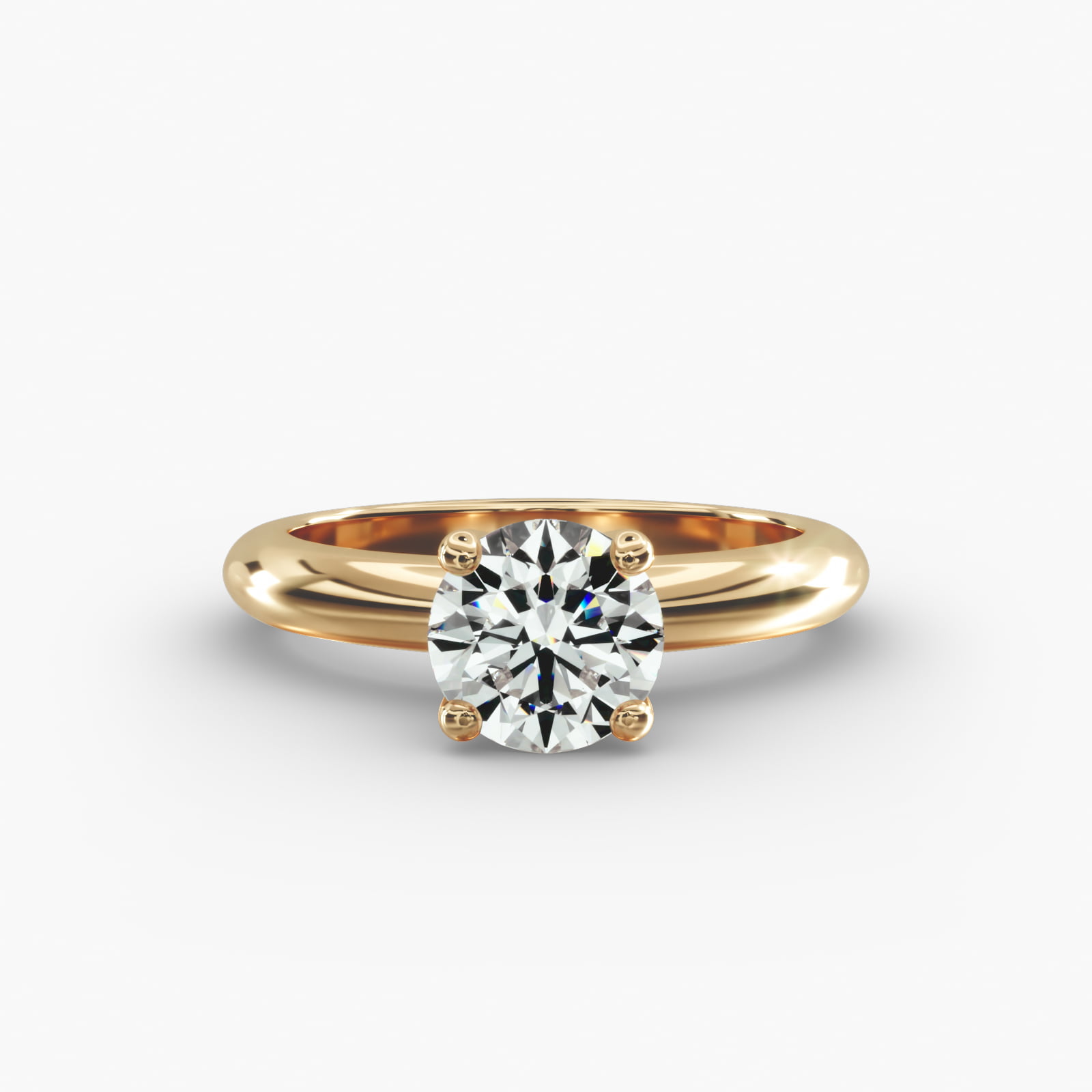 Nouveau Solitaire Engagement Ring In 18K Yellow Gold