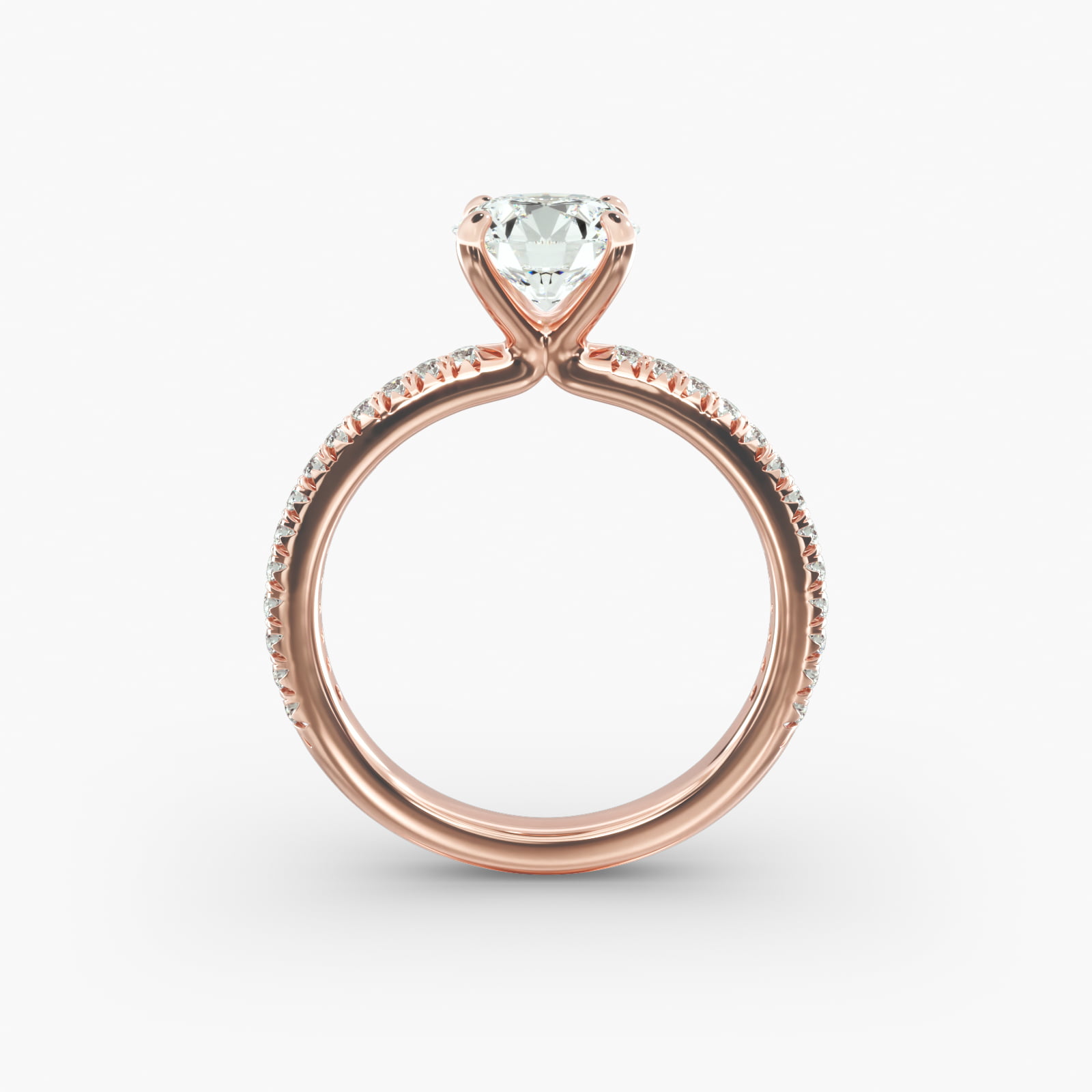 Pavé Contour Diamond Engagement Ring In 14K Rose Gold