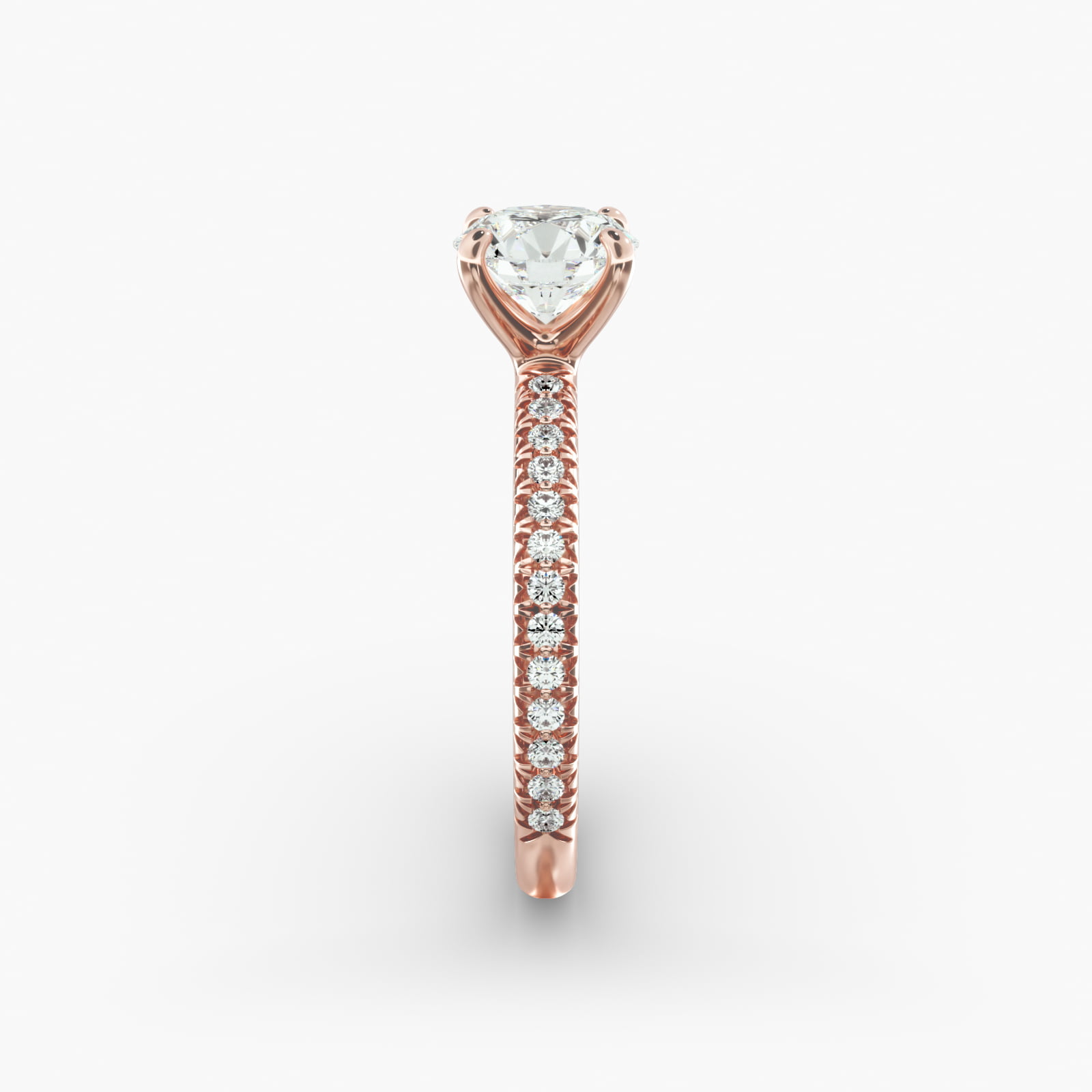 Pavé Contour Diamond Engagement Ring In 14K Rose Gold