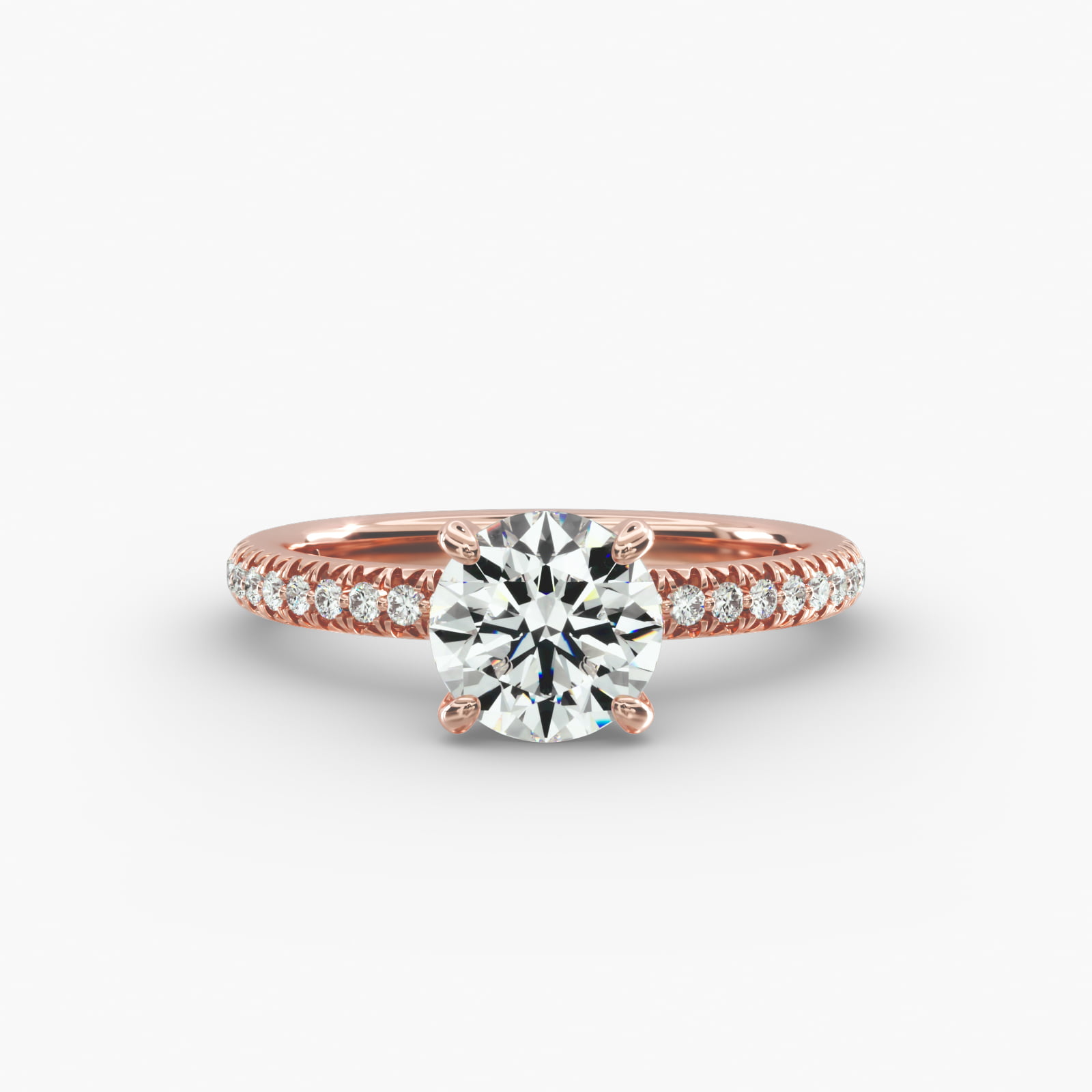 Pavé Contour Diamond Engagement Ring In 14K Rose Gold