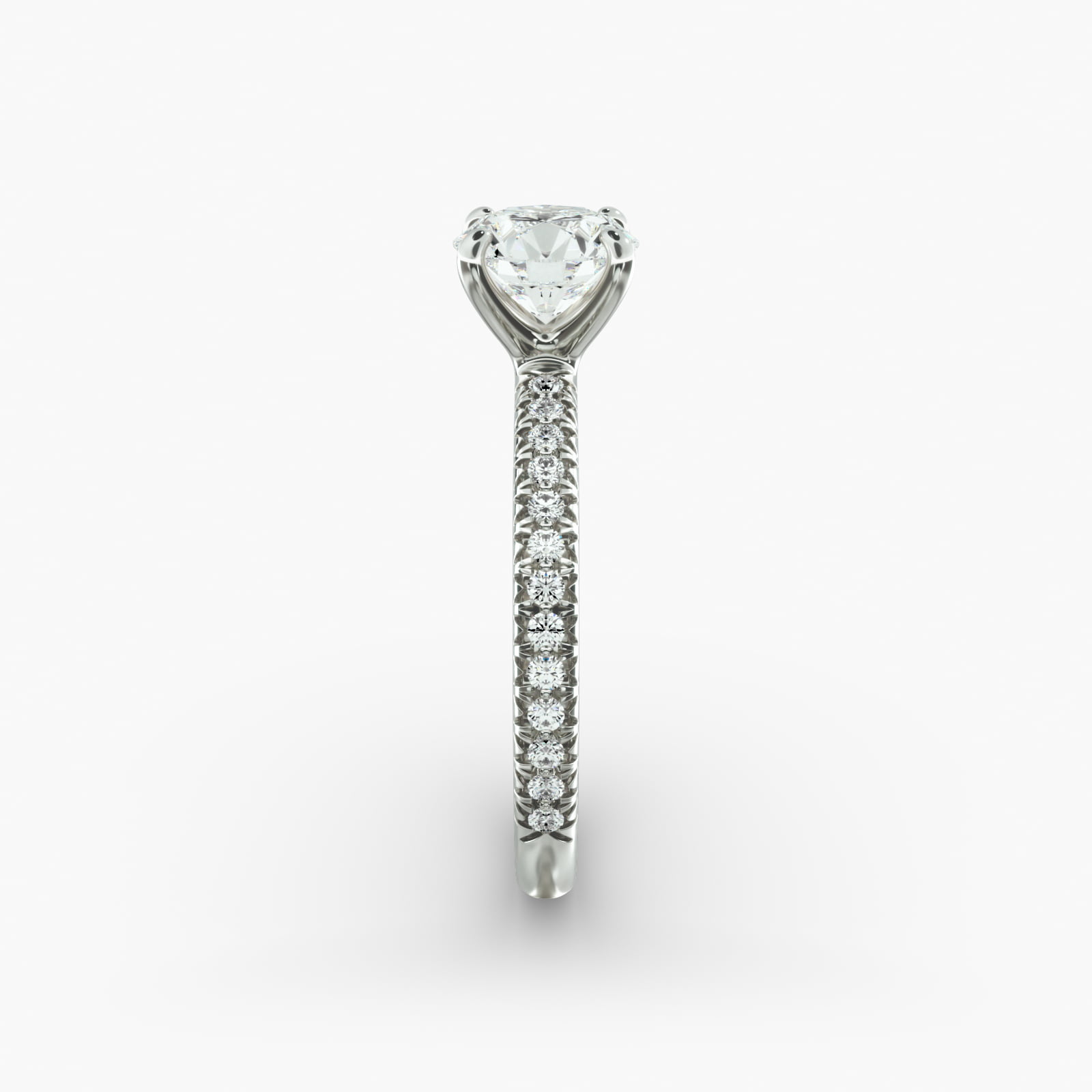Pavé Contour Diamond Engagement Ring In 14K White Gold