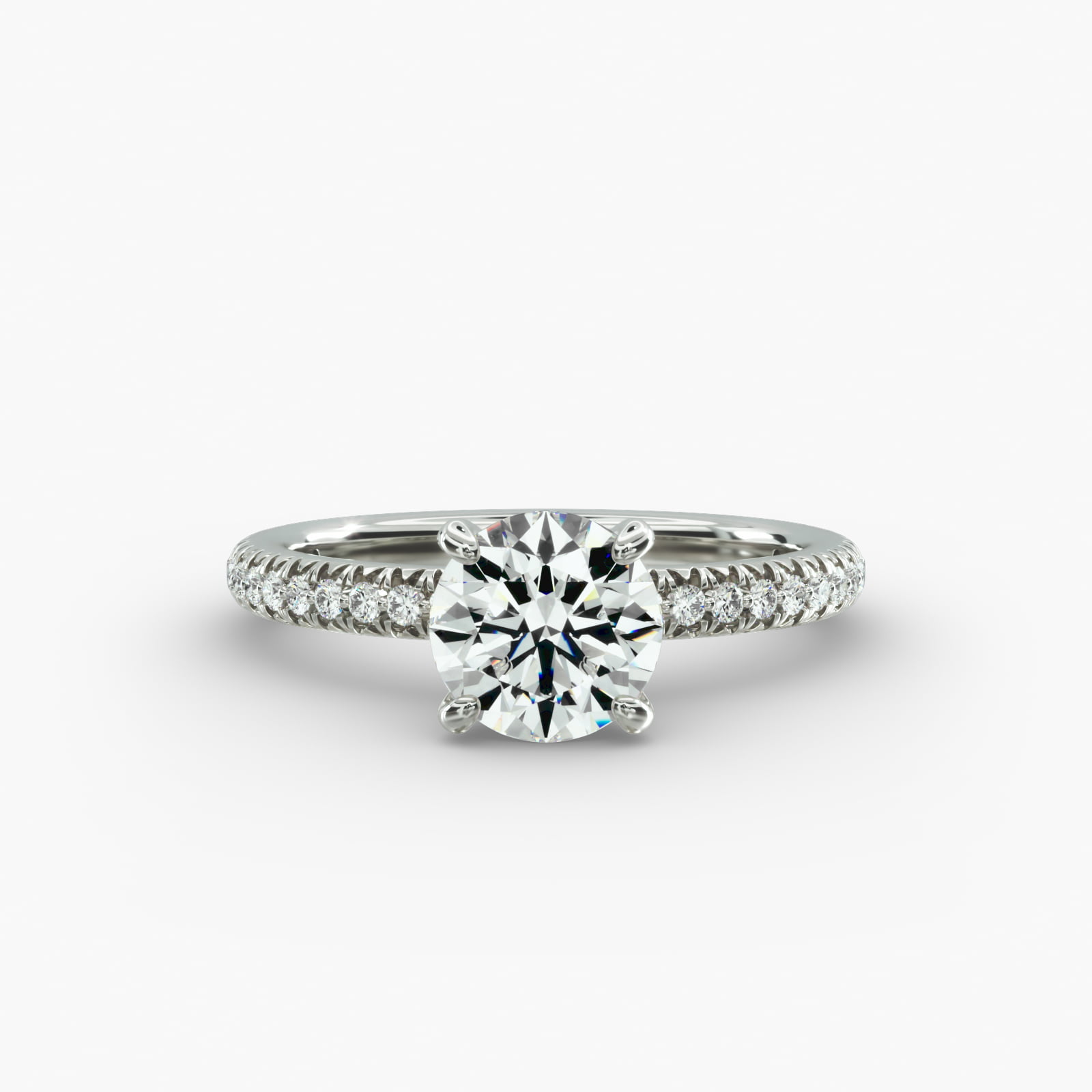 Pavé Contour Diamond Engagement Ring In 14K White Gold