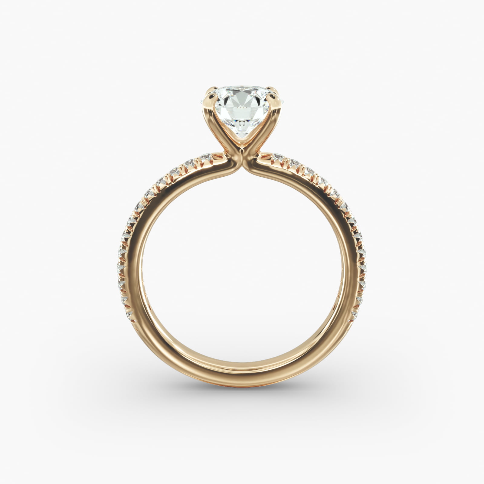 Pavé Contour Diamond Engagement Ring In 18K Yellow Gold