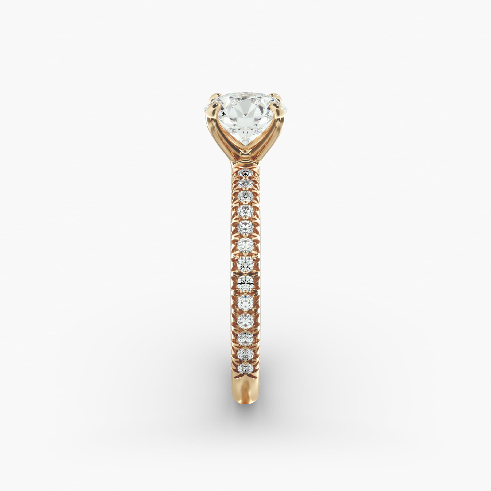 Pavé Contour Diamond Engagement Ring In 18K Yellow Gold
