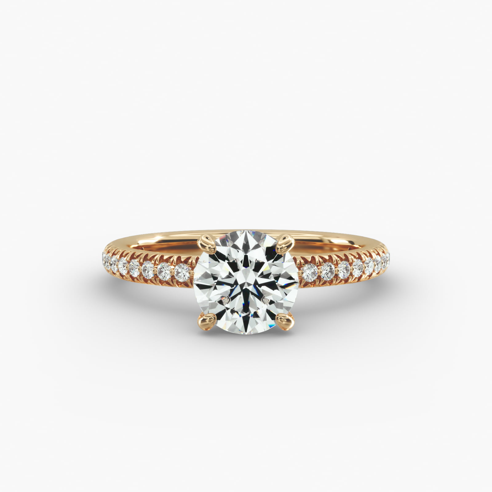 Pavé Contour Diamond Engagement Ring In 18K Yellow Gold