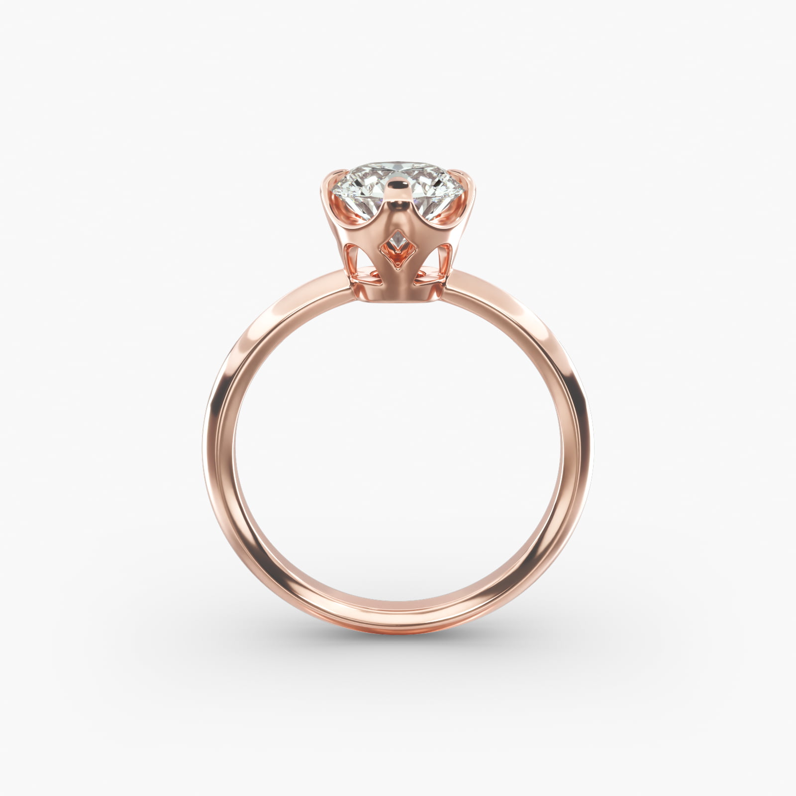 Compass Point Solitaire Engagement Ring In 14K Rose Gold