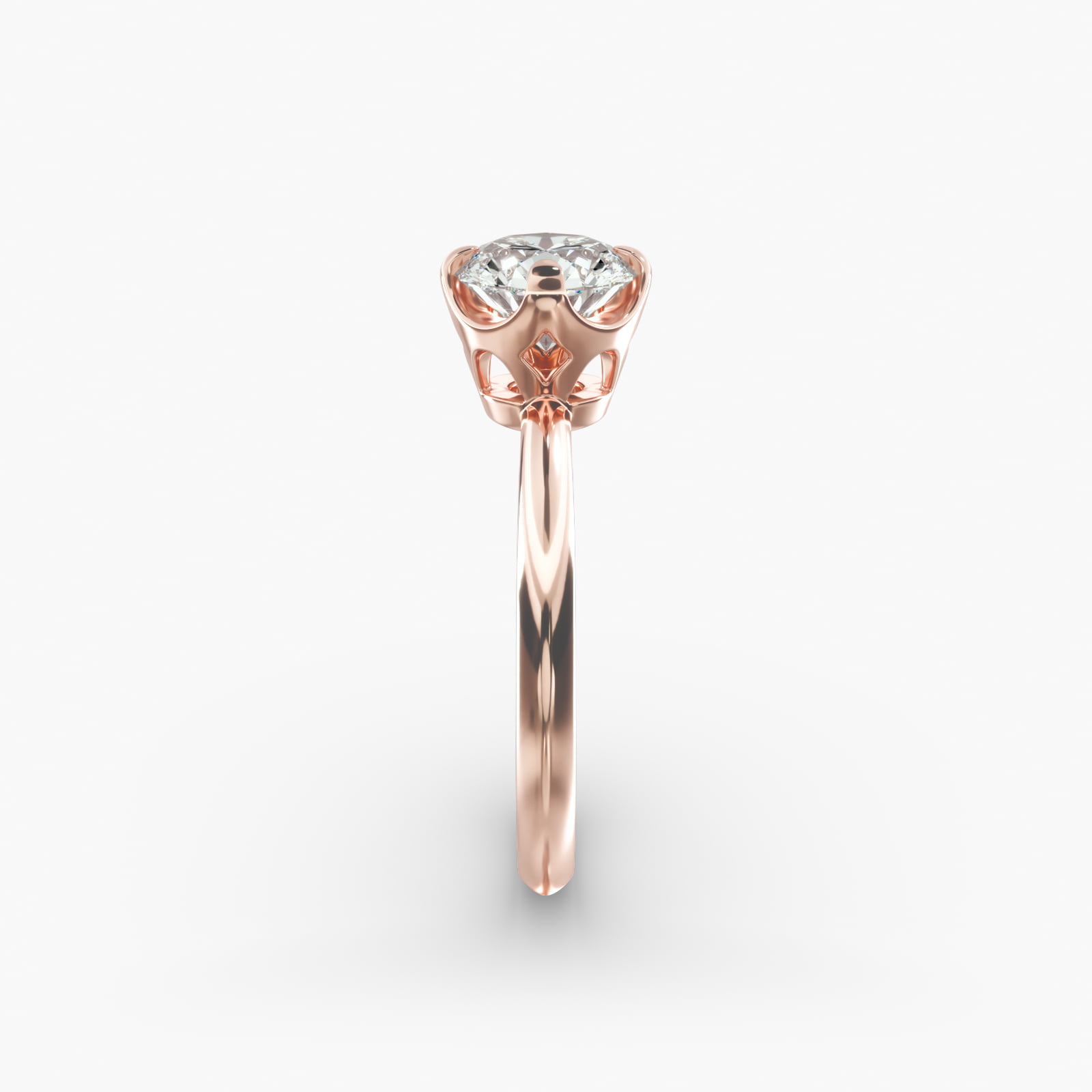 Compass Point Solitaire Engagement Ring In 14K Rose Gold