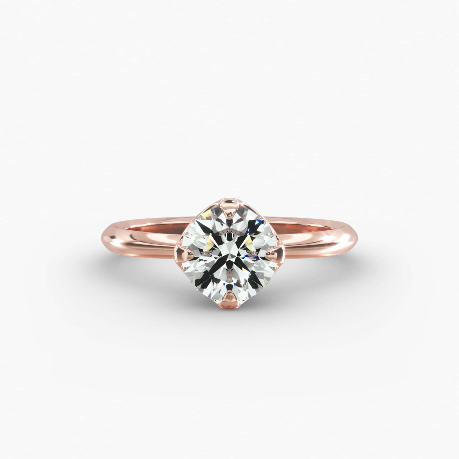 Compass Point Solitaire Engagement Ring In 14K Rose Gold
