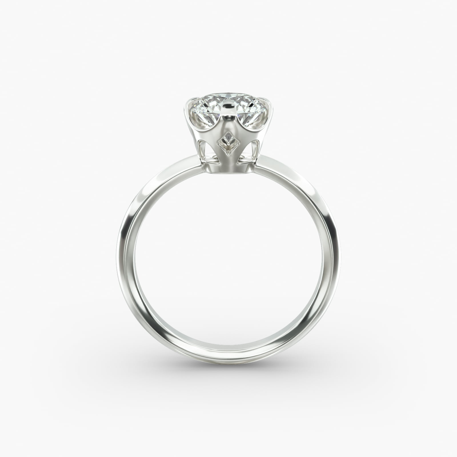 Compass Point Solitaire Engagement Ring In 14K White Gold