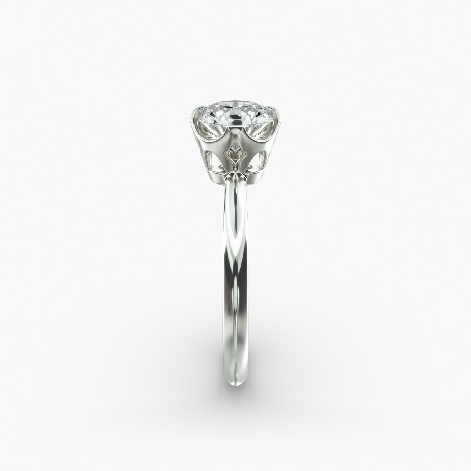 Compass Point Solitaire Engagement Ring In 14K White Gold