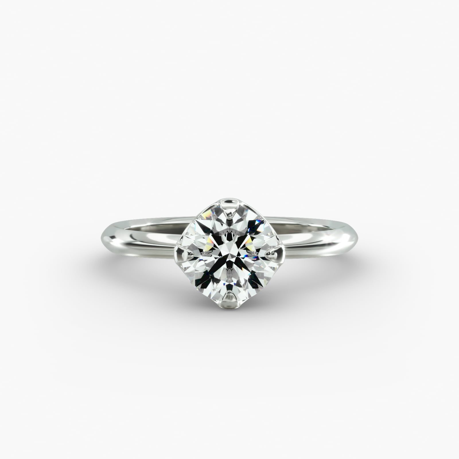 Compass Point Solitaire Engagement Ring In 14K White Gold