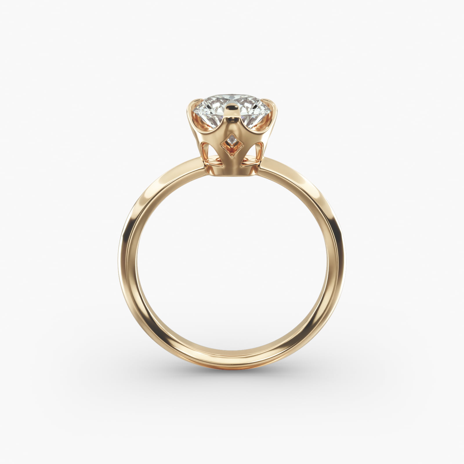 Compass Point Solitaire Engagement Ring In 14K Yellow Gold