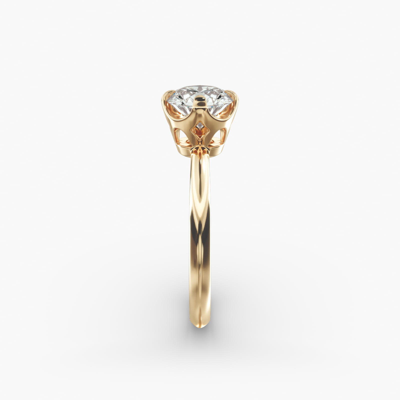 Compass Point Solitaire Engagement Ring In 14K Yellow Gold