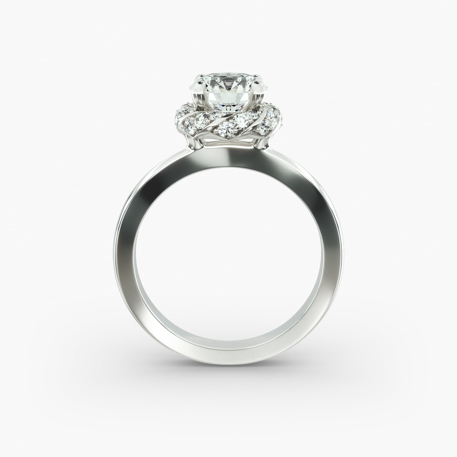 Classic Twisted Pavé Diamond Halo Engagement Ring In Platinum
