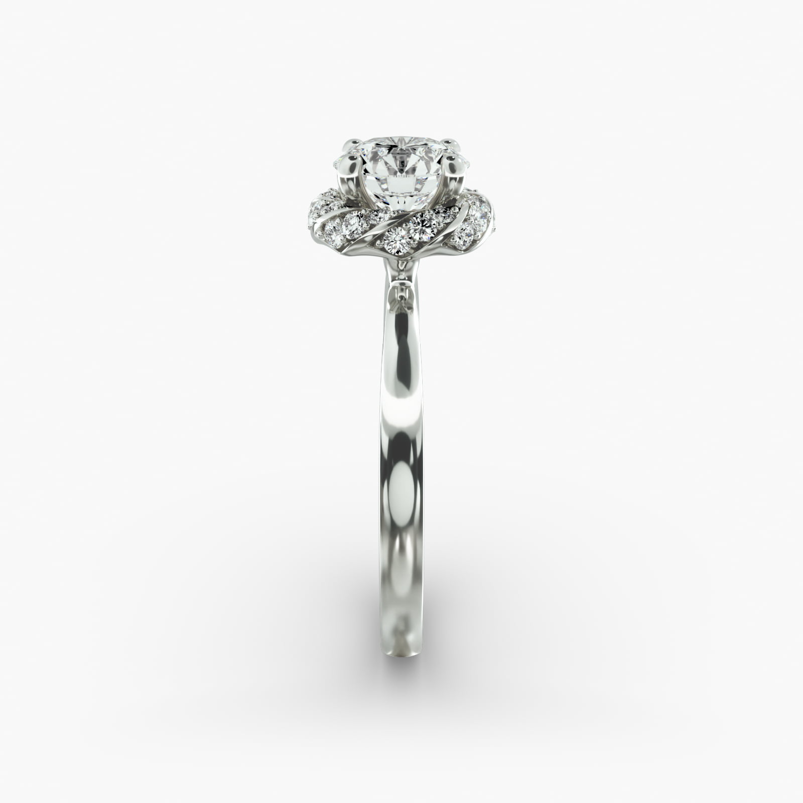 Classic Twisted Pavé Diamond Halo Engagement Ring In Platinum