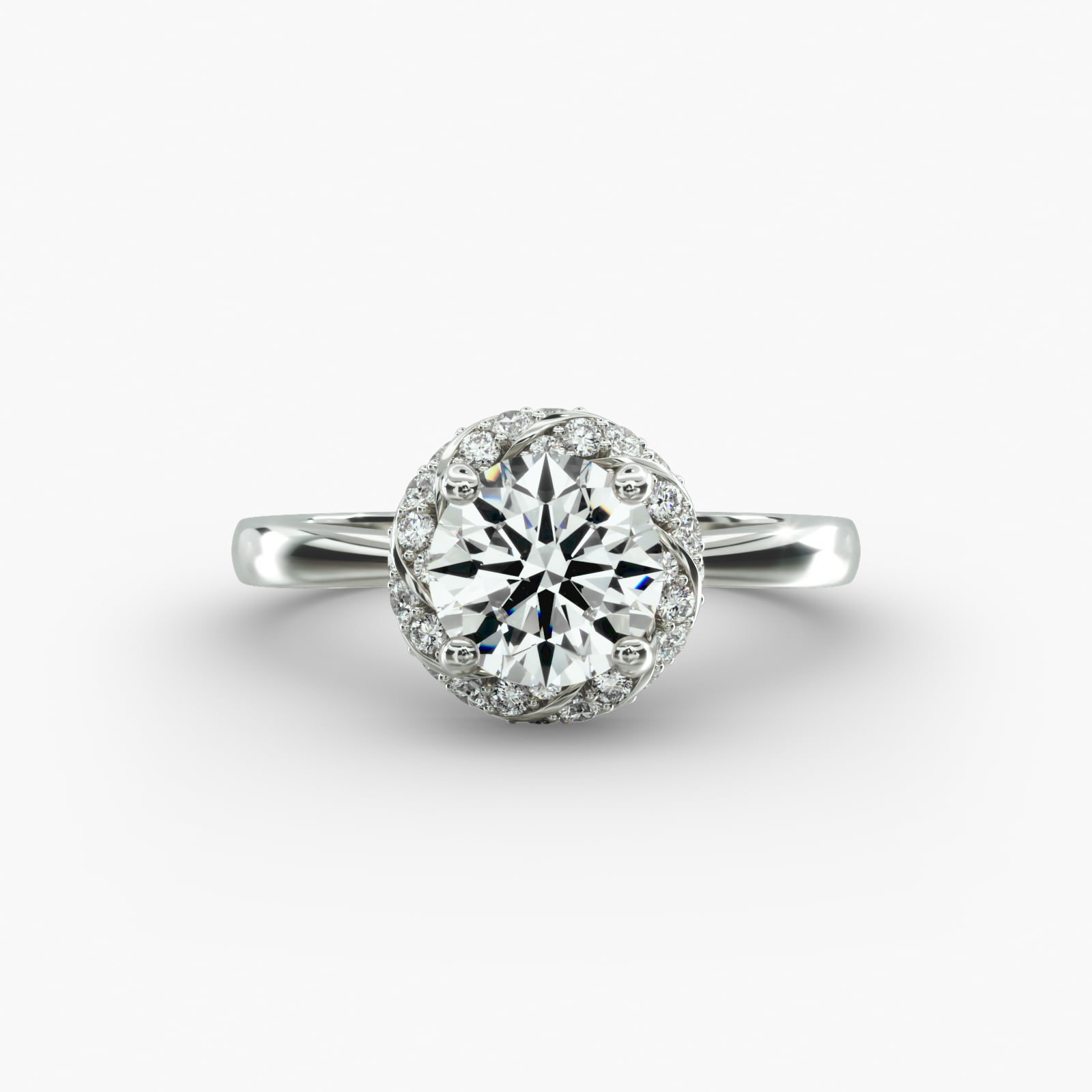 Classic Twisted Pavé Diamond Halo Engagement Ring In Platinum