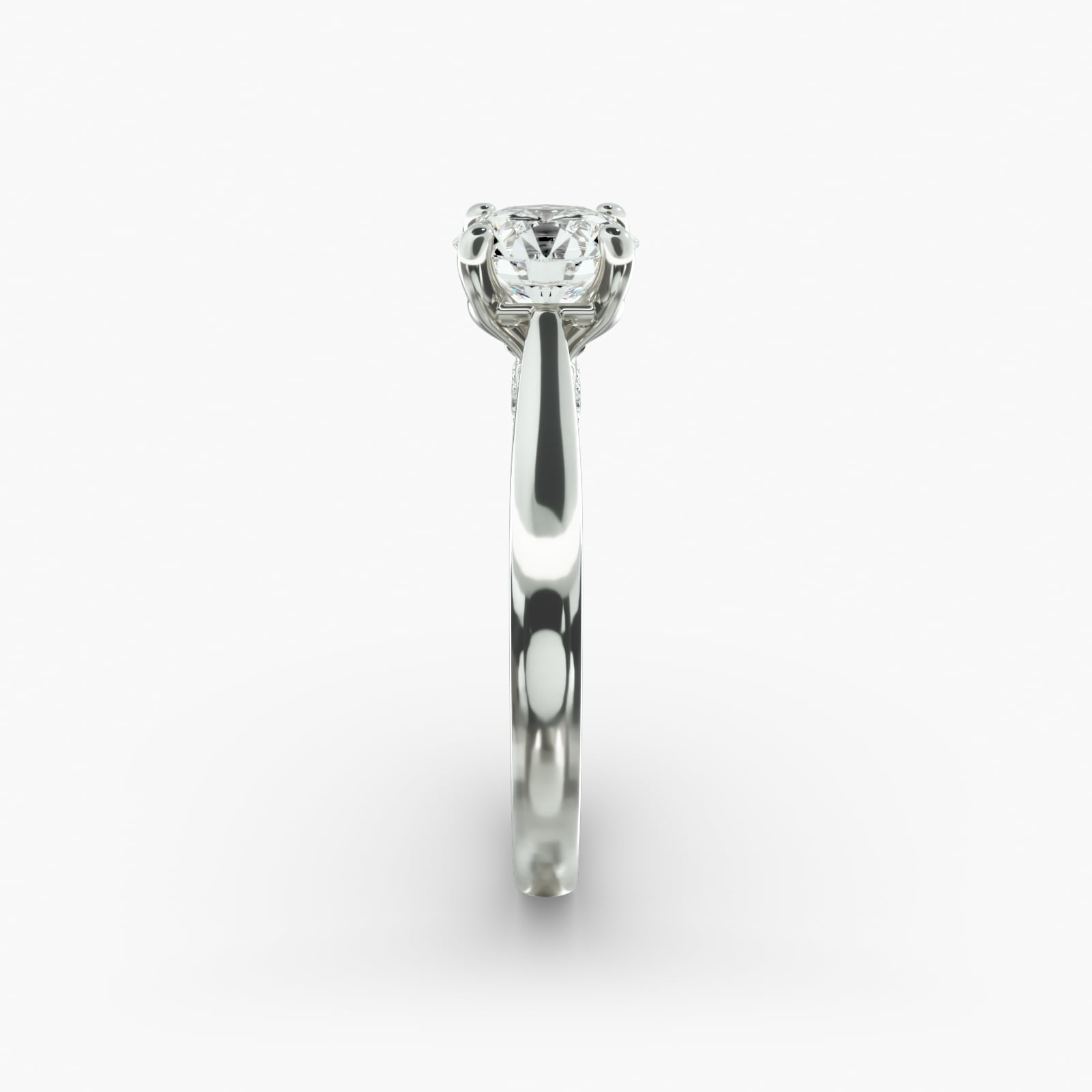 Tapered Solitaire Engagement Ring With Pavé Accent In Platinum