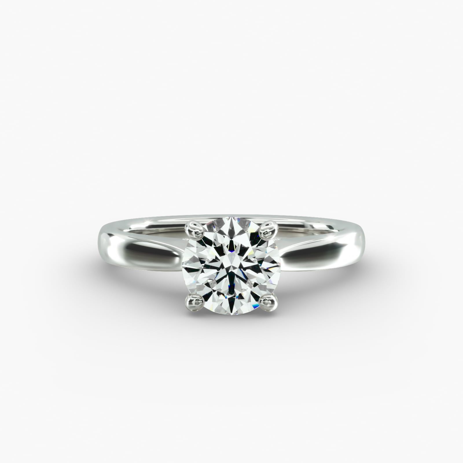 Tapered Solitaire Engagement Ring With Pavé Accent In Platinum
