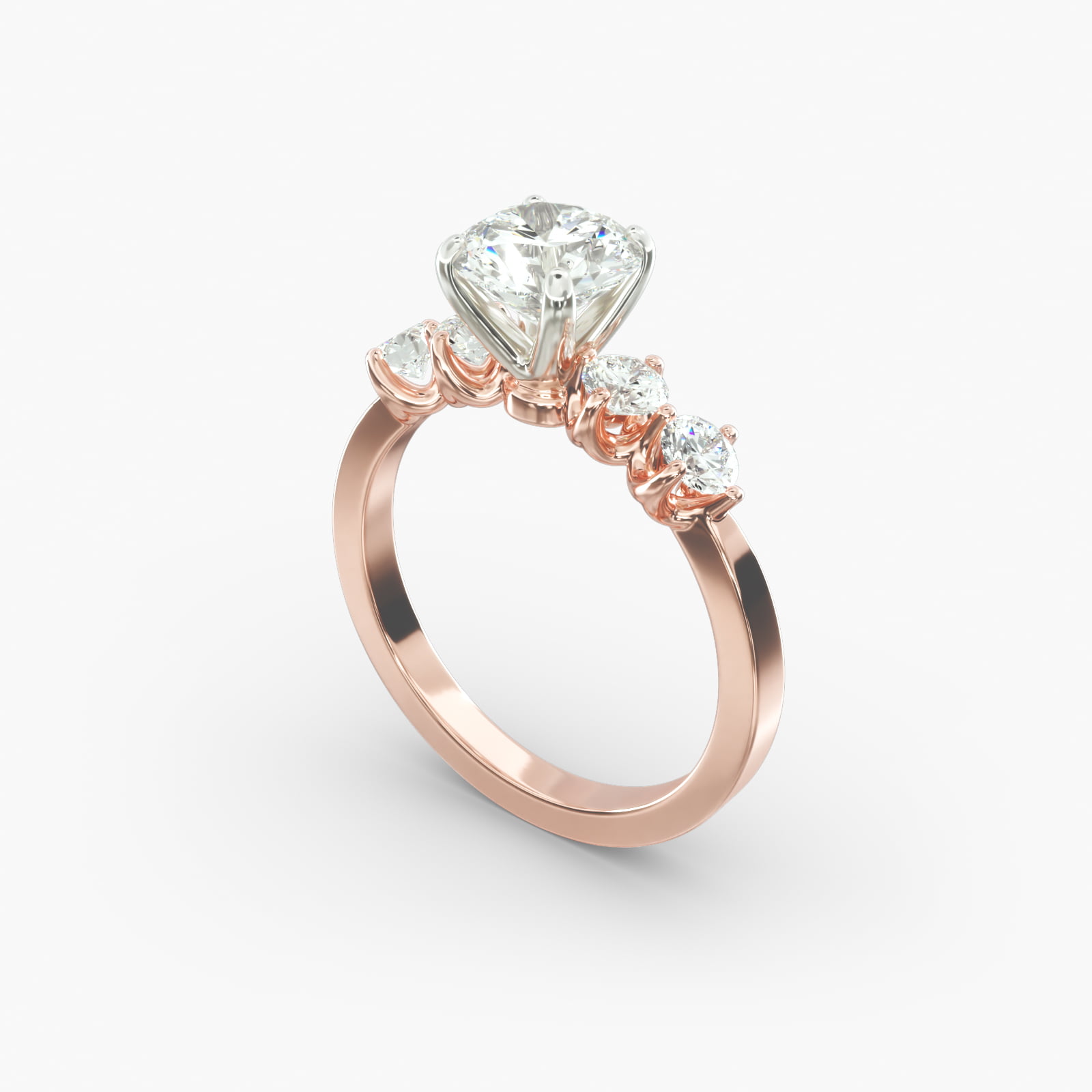 14K Rose Gold Prong Set Diamond Engagement Ring-17724r14