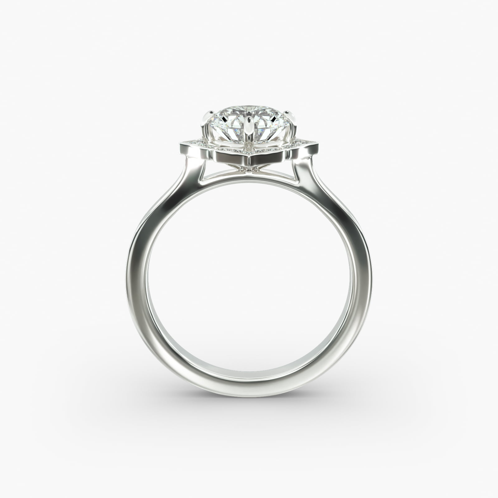 14K White Gold Magnolia Engagement Ring