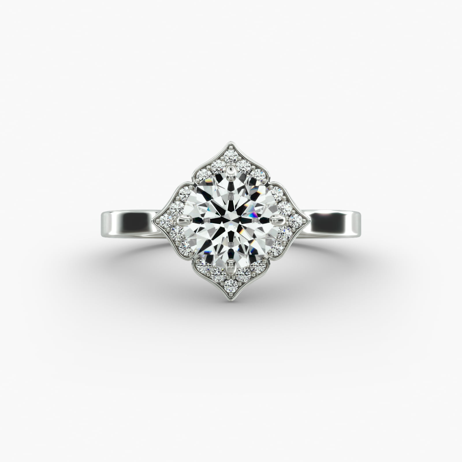 14K White Gold Magnolia Engagement Ring