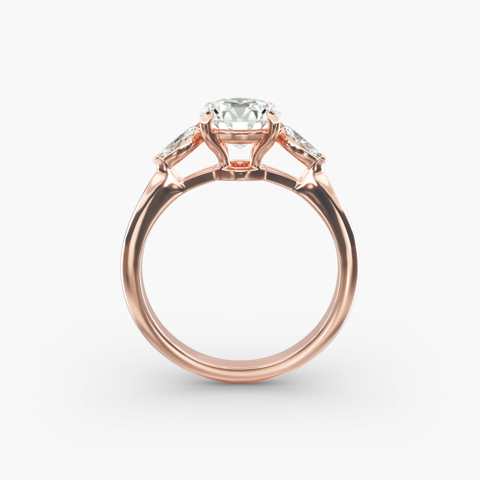 Marquise Cut Lab-Grown Diamond Three Stone Engagement Ring In 14K Rose Gold