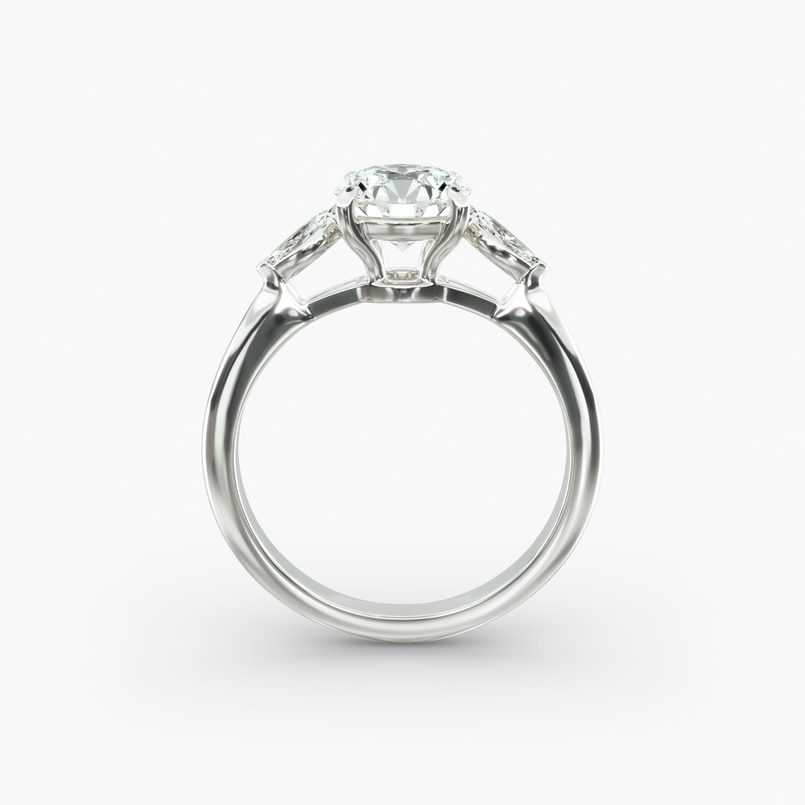 Marquise Cut Lab-Grown Diamond Three Stone Engagement Ring In 14K White Gold