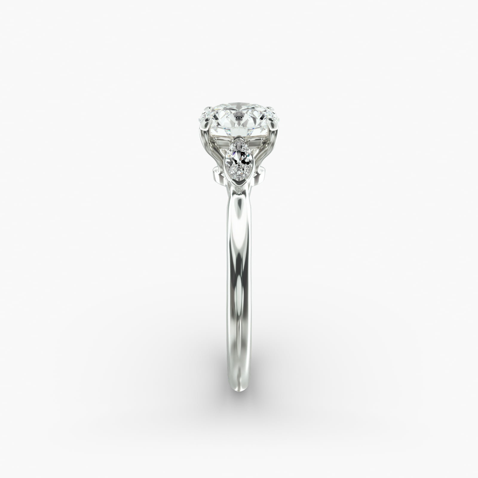 Marquise Cut Lab-Grown Diamond Three Stone Engagement Ring In 14K White Gold