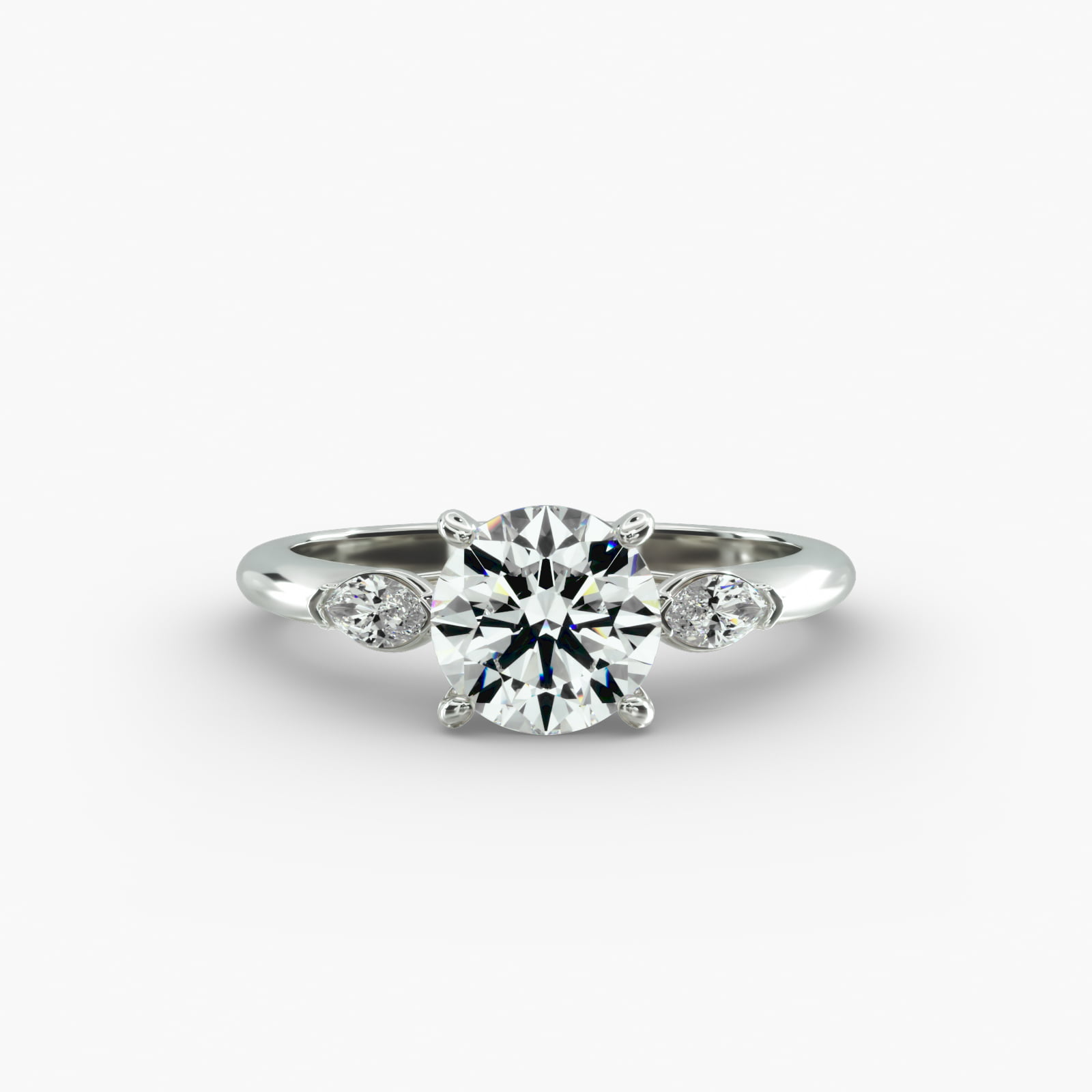 Marquise Cut Lab-Grown Diamond Three Stone Engagement Ring In 14K White Gold
