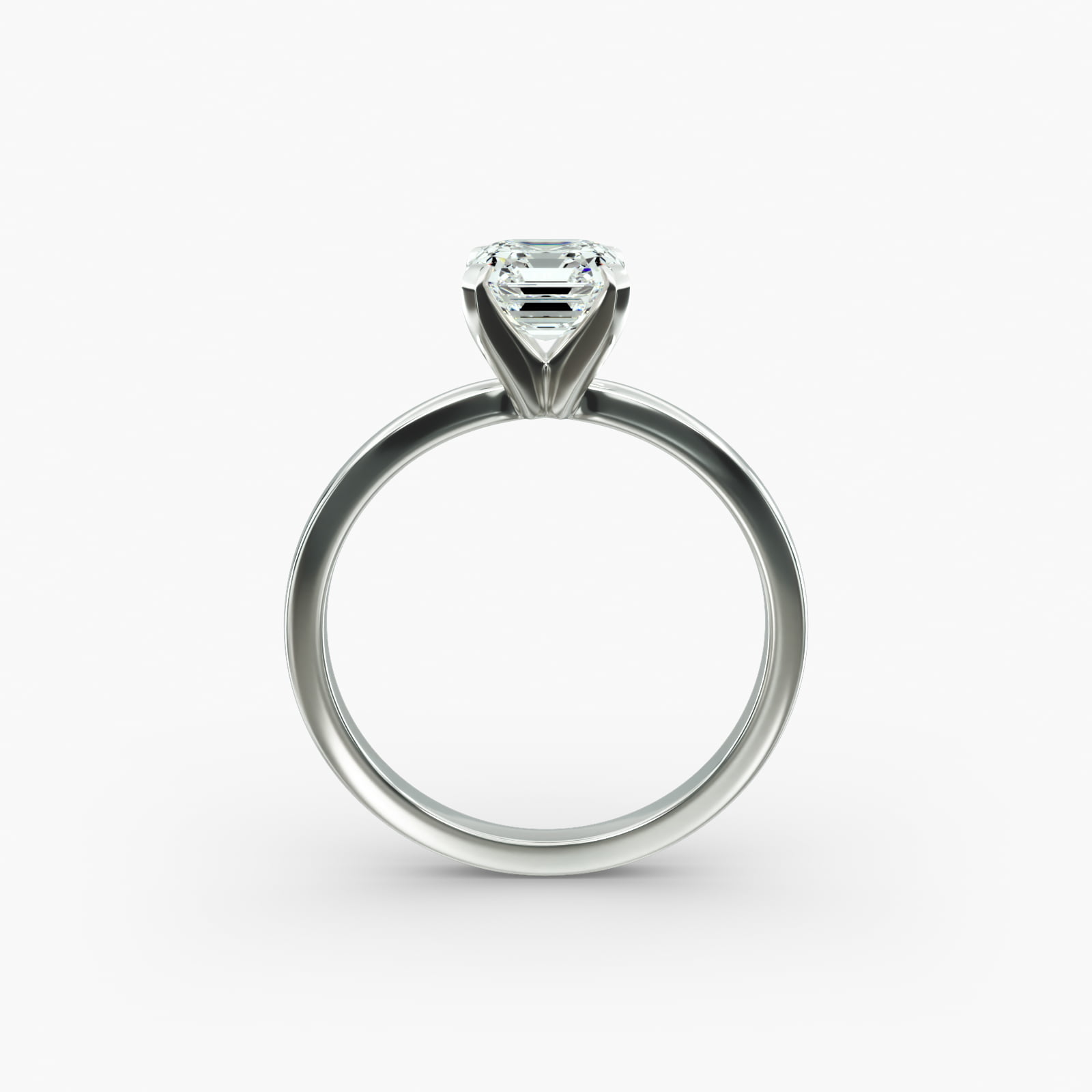 Comfort Fit Solitaire Engagement Ring In 14K White Gold