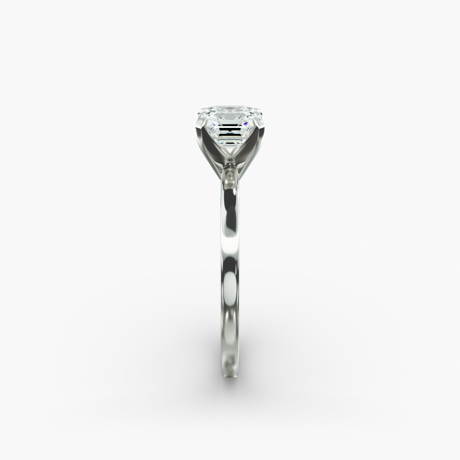 Comfort Fit Solitaire Engagement Ring In 14K White Gold